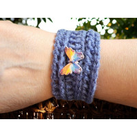 Crocheted Wrist Band - Denim Blue
