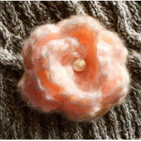 Brooch - Crocheted Flower, Peach