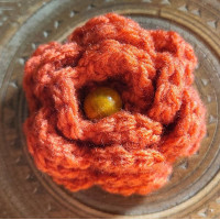 Brooch - Crocheted Flower, Orange