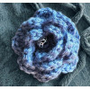 Brooch - Crocheted Flower, Denim Blue