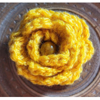Brooch - Crocheted Flower, Yellow