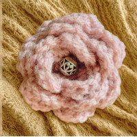 Brooch - Crocheted Flower, Dusky Pink