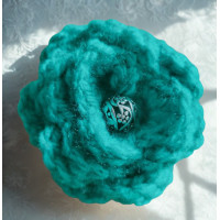 Brooch - Crocheted Flower, Teal