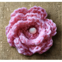 Brooch - Crocheted Flower, Pink
