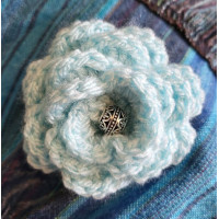 Brooch - Crocheted Flower, Spearmint