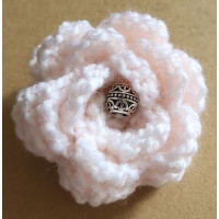 Brooch - Crocheted Flower, Pale salmon-pink