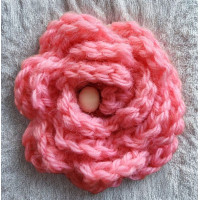 Brooch - Crocheted Flower, Dark salmon-pink