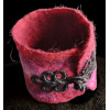 Felted Wrist Band - Red with Purple