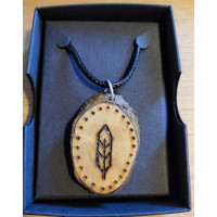 Necklace - Wood-burned Feather